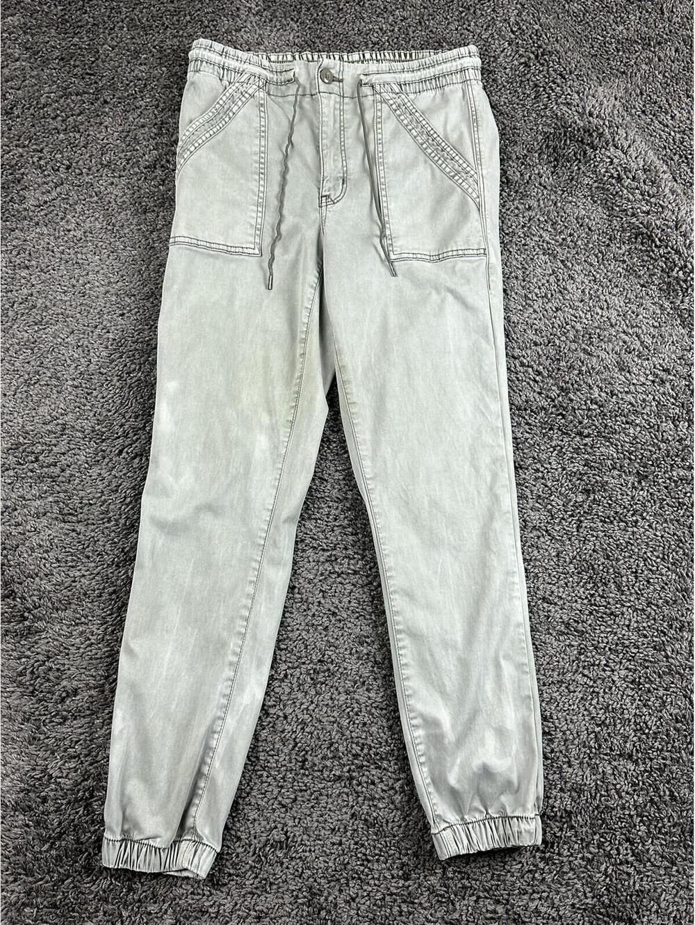 American Eagle High Waisted Utility Joggers Cargo Pants Stretch Sage Green Sz 8